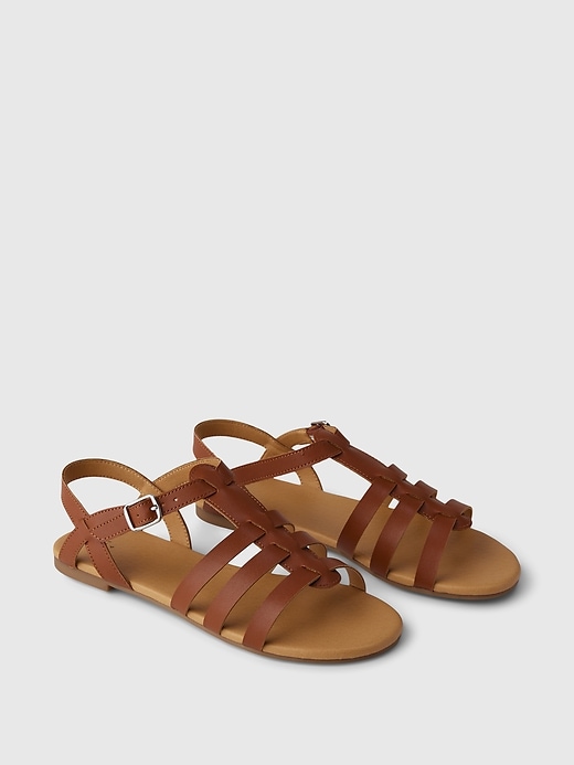2 of 8 showing, with the color brown of product Kids Strap Sandals