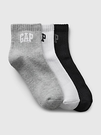 View large product image 1 of 1. Kids Logo Quarter Crew Socks (3-Pack)