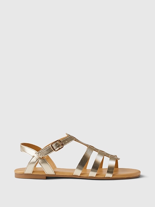 1 of 8 showing, with the color gold of product Kids Strap Sandals