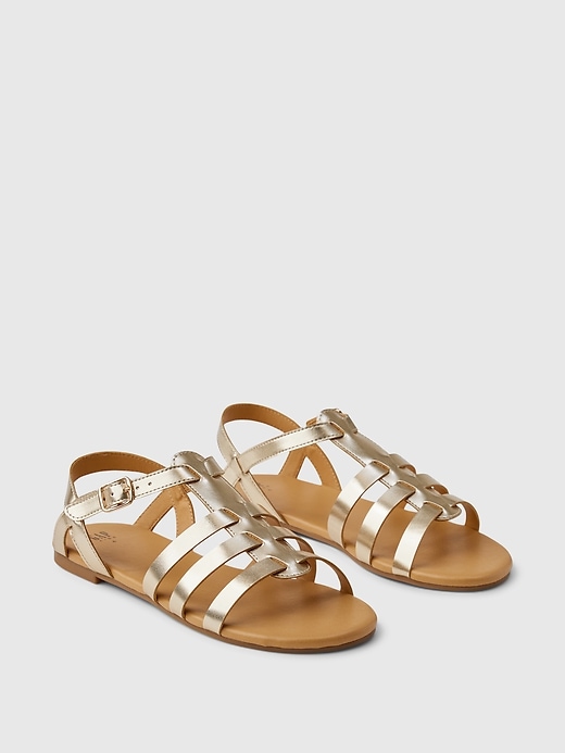 2 of 8 showing, with the color gold of product Kids Strap Sandals