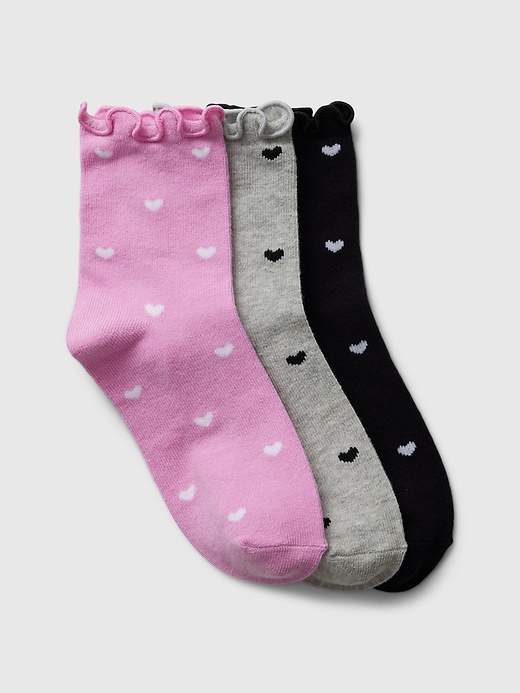 1 of 8 showing, with the color multi hearts of product Kids Ruffle Crew Socks (3-Pack)