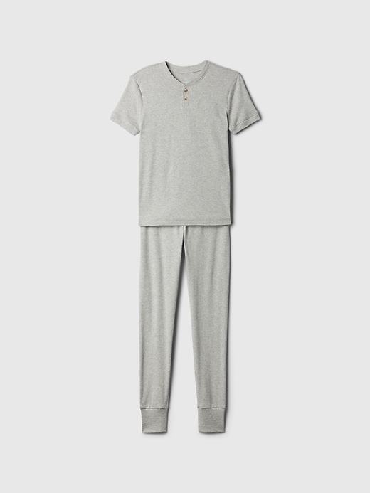 1 of 8 showing, with the color light heather grey of product Kids Organic Cotton PJ Set