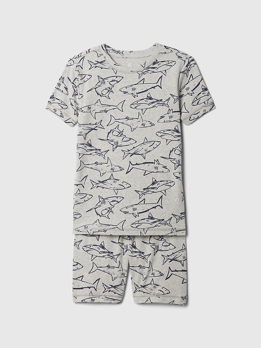 1 of 8 showing, with the color grey shark of product Kids Organic Cotton Print PJ Set
