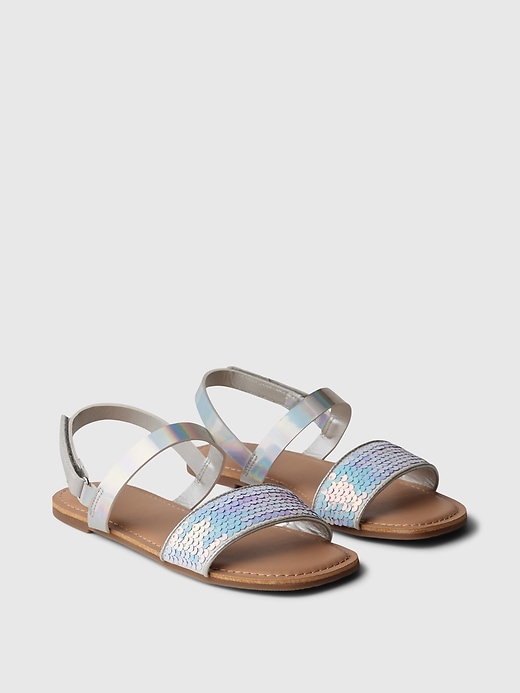 2 of 8 showing, with the color multi iridescent of product Kids Interactive Sequin Sandals