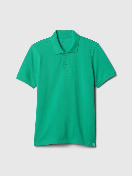 1 of 8 showing, with the color simply green of product Kids Pique Polo Shirt