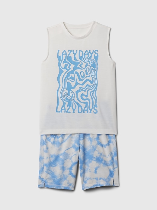 1 of 8 showing, with the color new off white of product Kids Recycled Short PJ Set