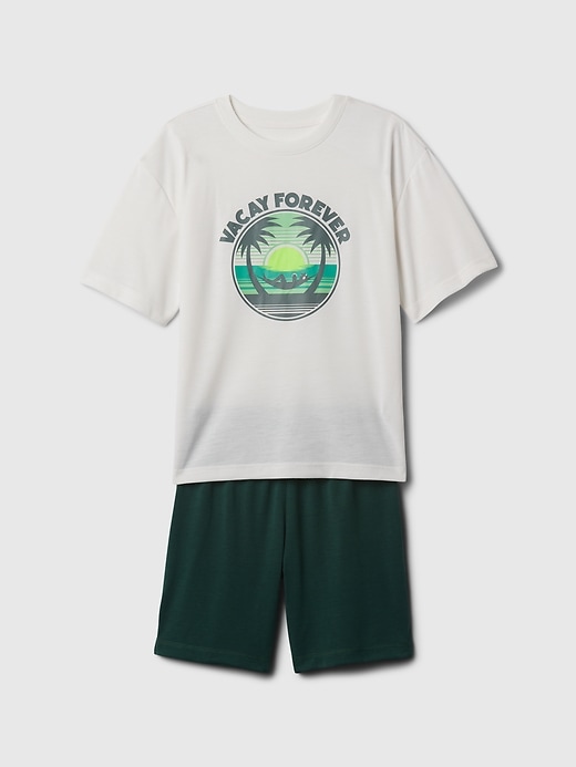 1 of 8 showing, with the color new off white of product Kids Recycled Short PJ Set