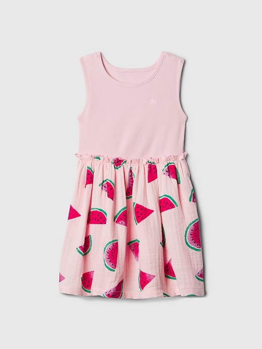 1 of 8 showing, with the color light peony pink of product Baby & Toddler Crinkle Gauze Dress