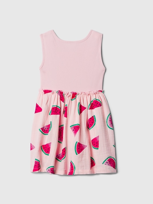 2 of 8 showing, with the color light peony pink of product Baby & Toddler Crinkle Gauze Dress