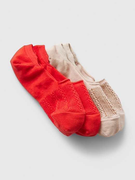 1 of 8 showing, with the color fire coral red & beige of product No-Show Socks (2-Pack)