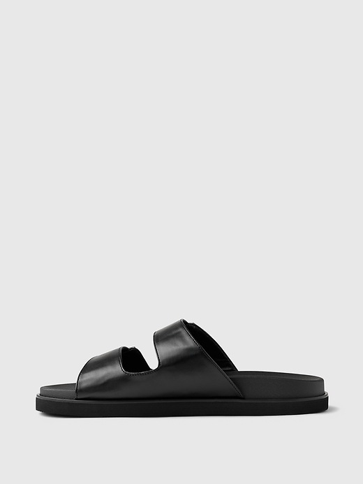 サンダル・ミュール Vegan leather double strap slides black Vegan Leather Double-Strap Sandals | Gap