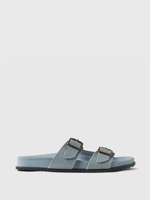 1 of 8 showing, with the color blue denim wash of product Denim Double Strap Sandals