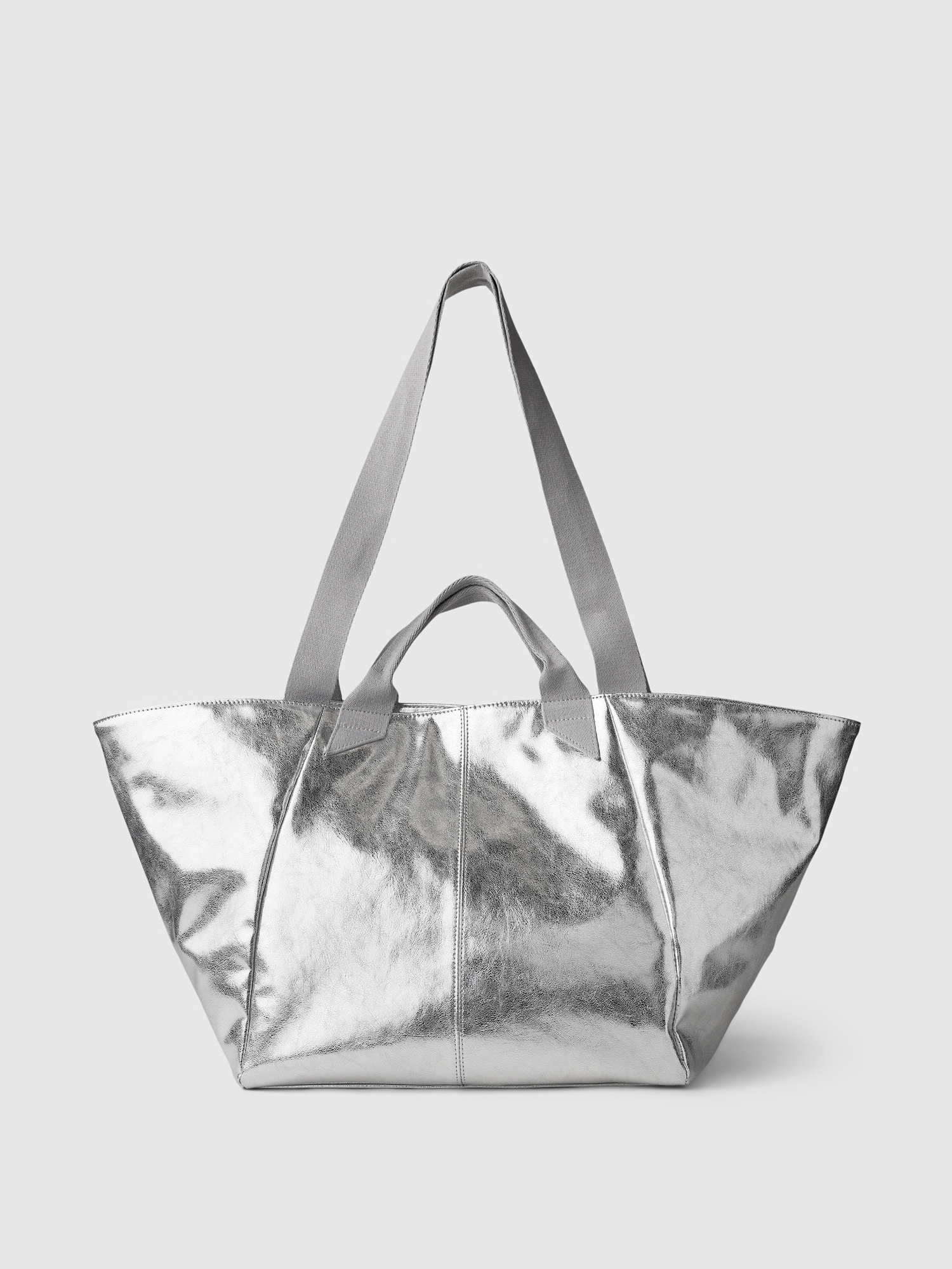 Metallic Vegan Leather Tote Bag