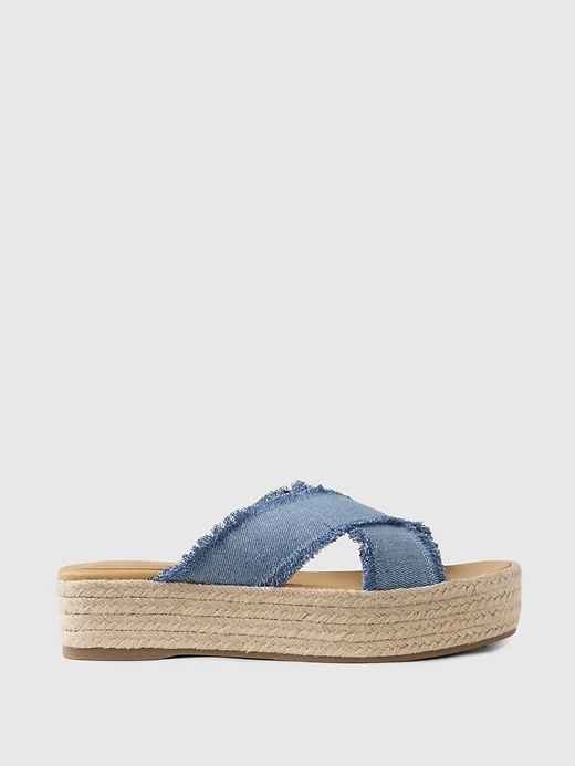 1 of 8 showing, with the color wind blue denim of product Denim Espadrille Platform Sandals