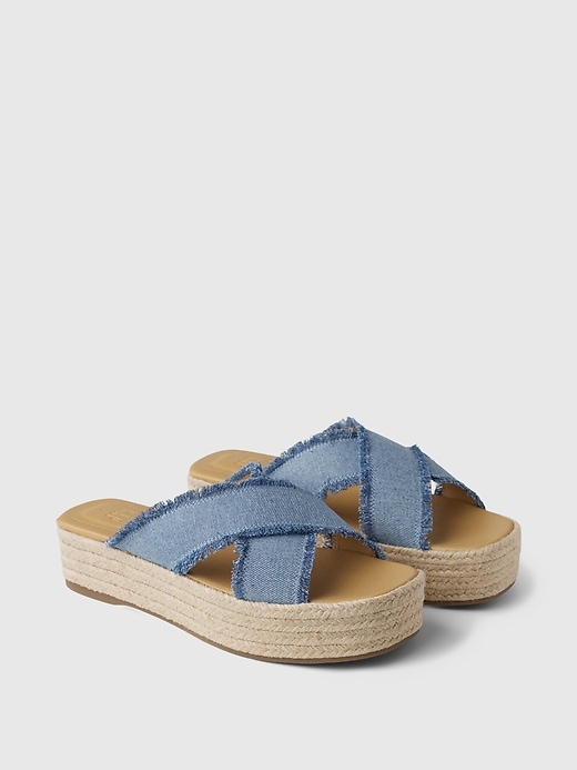 2 of 8 showing, with the color wind blue denim of product Denim Espadrille Platform Sandals