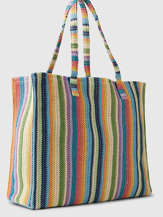 2 of 8 showing, with the color multi stripe of product Striped Straw Tote Bag