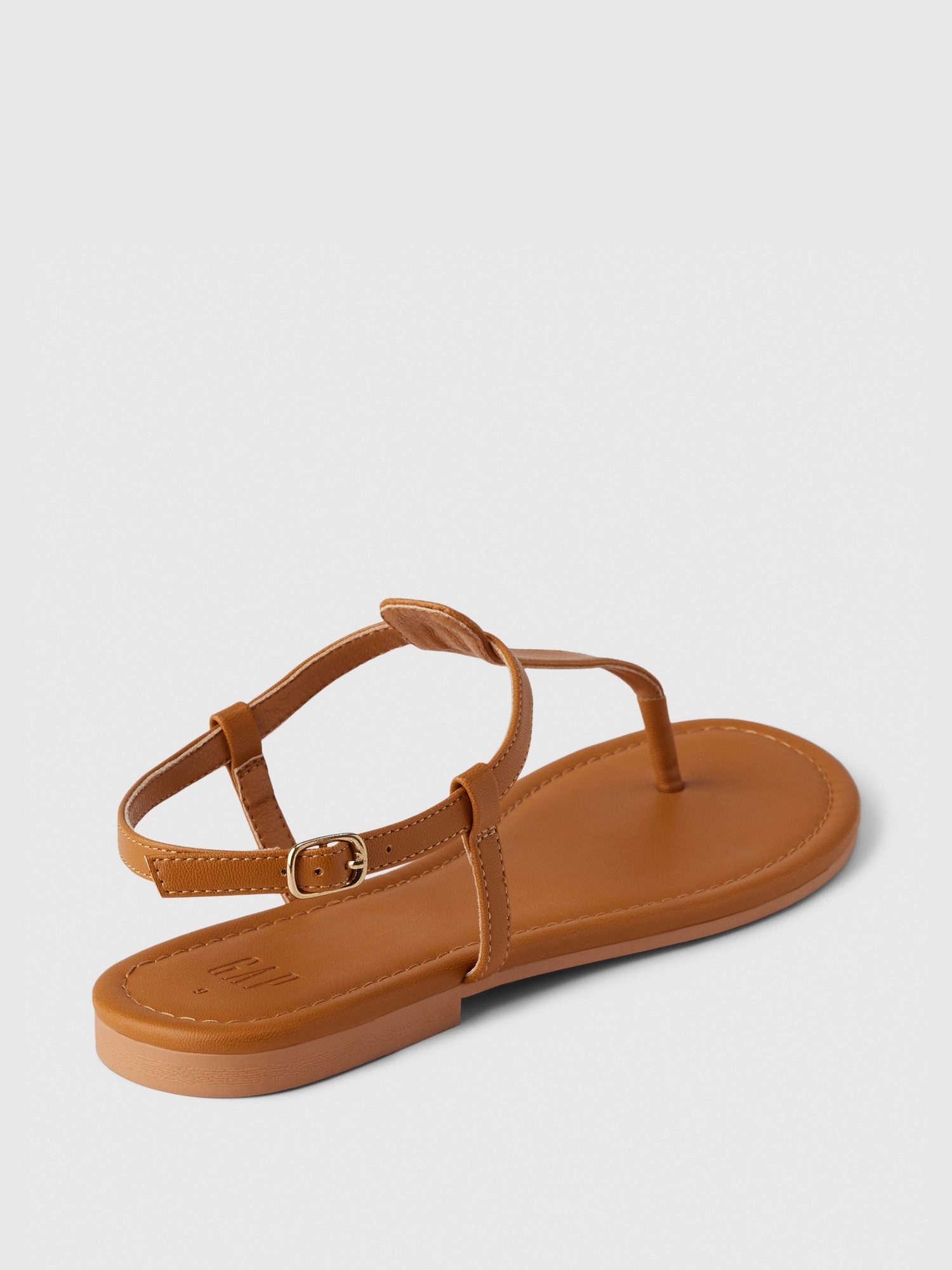 Женские сандалии Gap Vegan Leather T-Strap, цвет: Коньячный коричневый — фото 4
