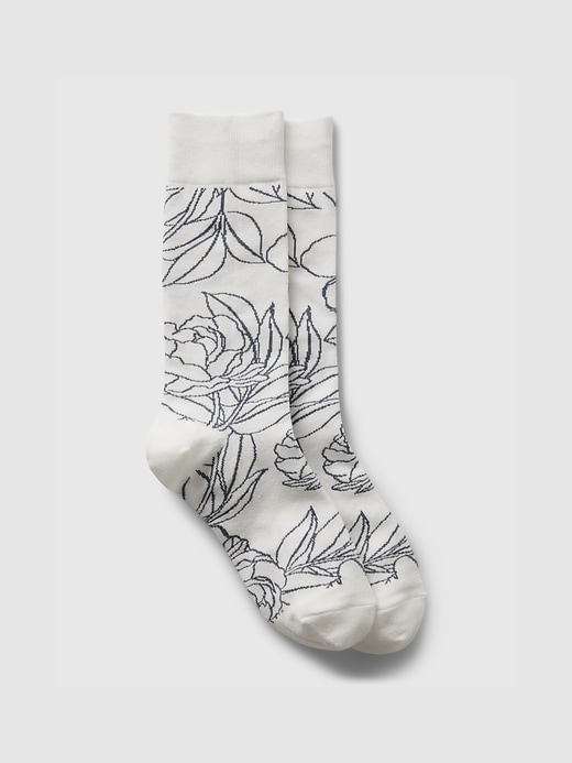 1 of 8 showing, with the color off white floral of product Print Dress Socks