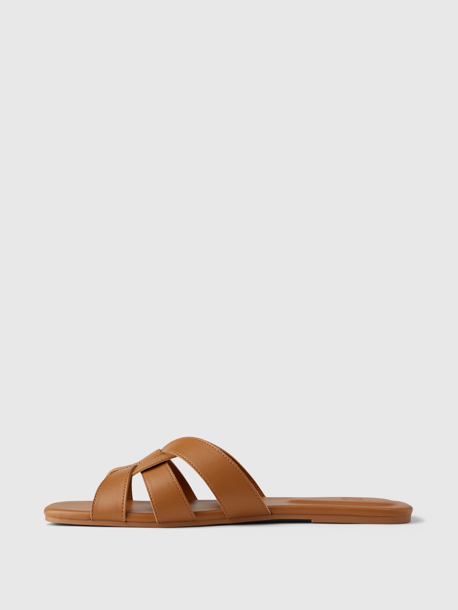 Женские сандалии Gap Vegan Leather Cross Strap, цвет: Коньячный — фото 5