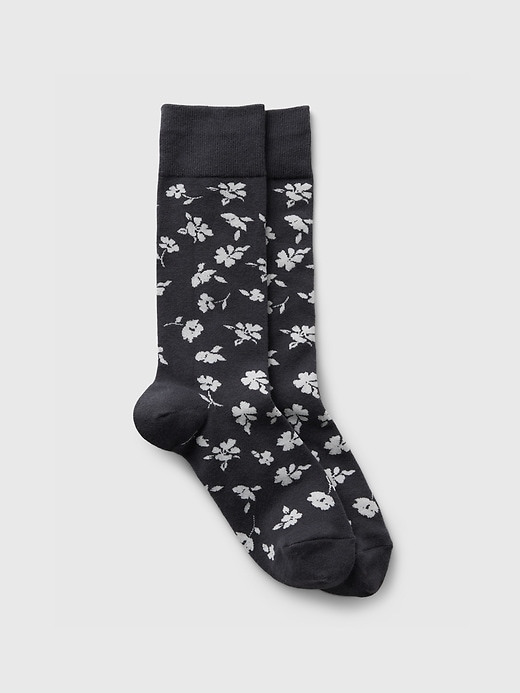 1 of 8 showing, with the color black ditsy floral of product Print Dress Socks