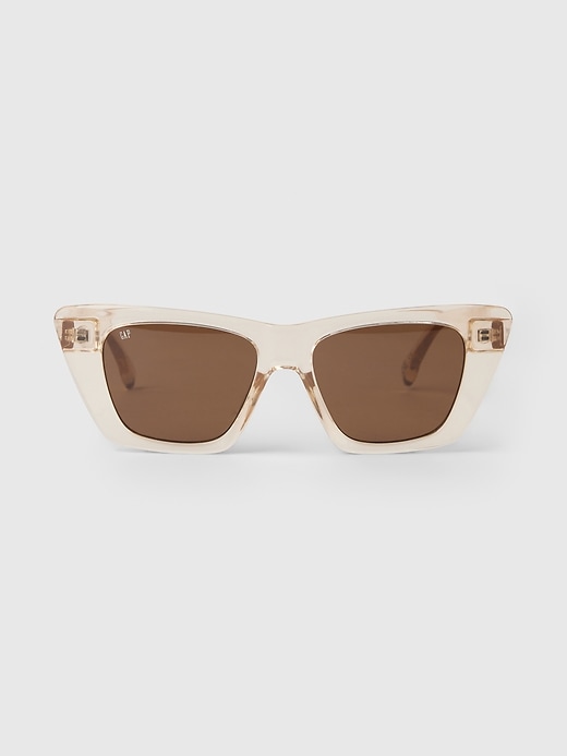 1 of 8 showing, with the color clear of product Square Cat Eye Sunglasses