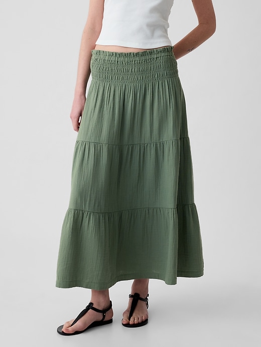 Crinkle Gauze Tiered Maxi Skirt Gap