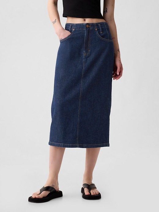 button-front midi skirt gap