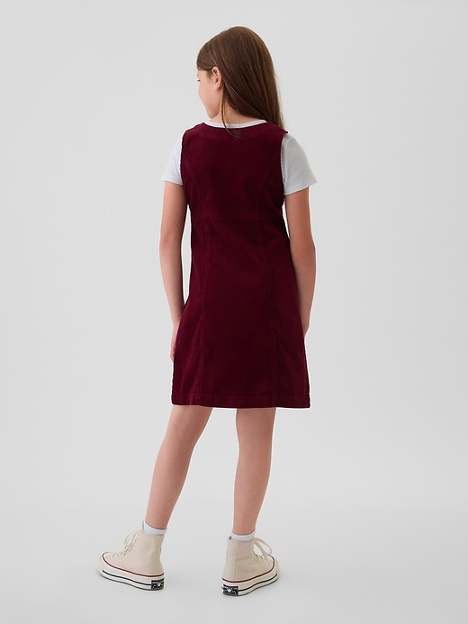 2 of 8 showing, with the color dark red of product Kids Corduroy Dress