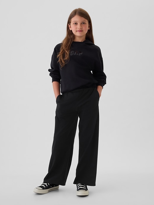 1 of 8 showing, with the color true black of product Kids Wide-Leg Pull-On Pants
