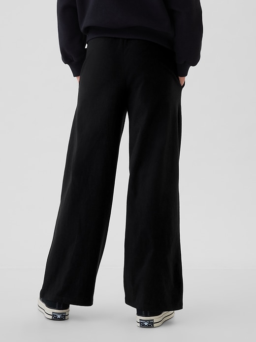 2 of 8 showing, with the color true black of product Kids Wide-Leg Pull-On Pants