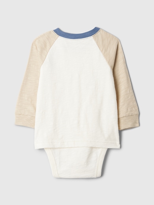2 of 8 showing, with the color ivory frost of product Baby Varsity One-Piece