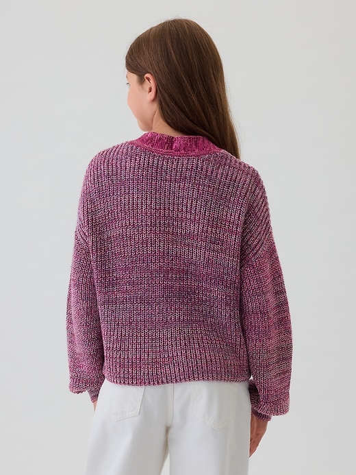 2 of 8 showing, with the color pink marl of product Kids Shaker-Stitch Cropped Cardigan