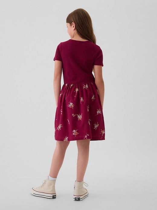 2 of 8 showing, with the color burgandy floral of product Kids Skater Dress