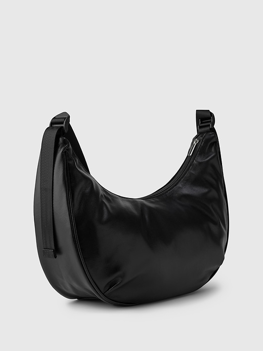 2 of 8 showing, with the color true black of product Vegan Leather Sling Bag
