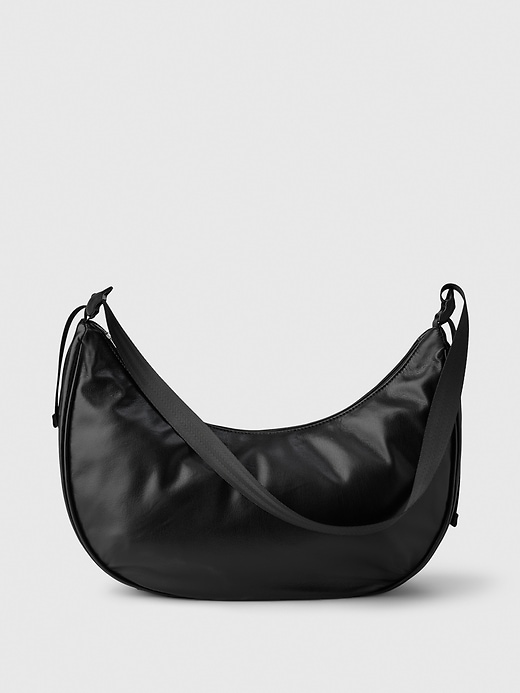 1 of 8 showing, with the color true black of product Vegan Leather Sling Bag