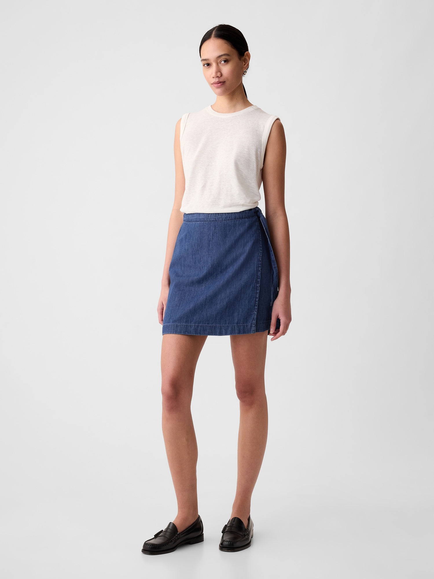 Denim wrap skirt gap clearance