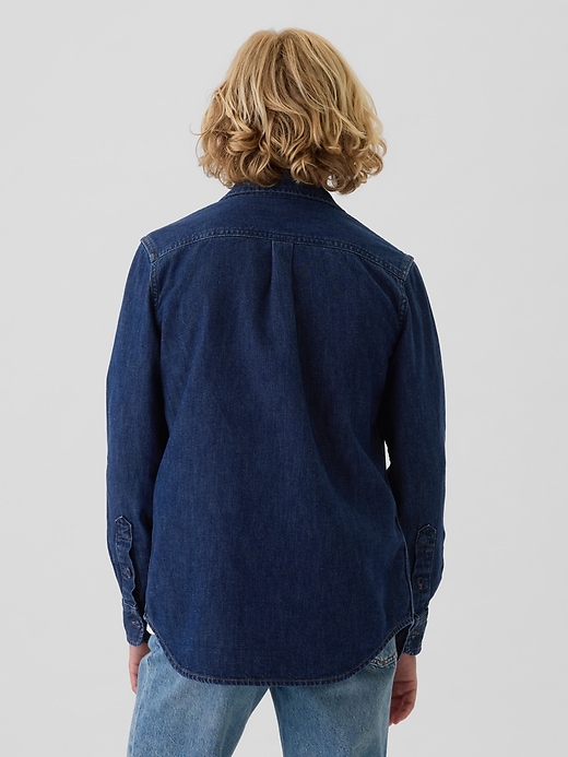 2 of 8 showing, with the color medium wash of product Kids Denim Shirt
