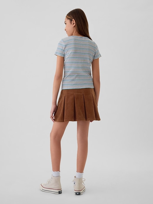 2 of 8 showing, with the color brown of product Kids Corduroy Pleated Skirt