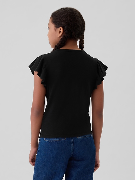 2 of 8 showing, with the color true black of product Kids Rib Flutter T-Shirt