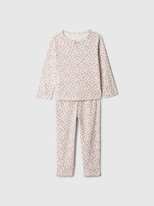 1 of 8 showing, with the color pink floral of product Baby & Toddler Recycled Pointelle PJ Set
