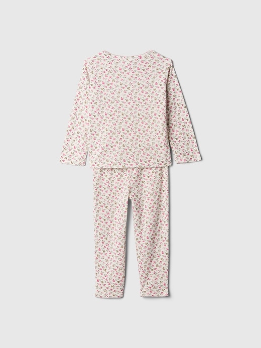 2 of 8 showing, with the color pink floral of product Baby & Toddler Recycled Pointelle PJ Set
