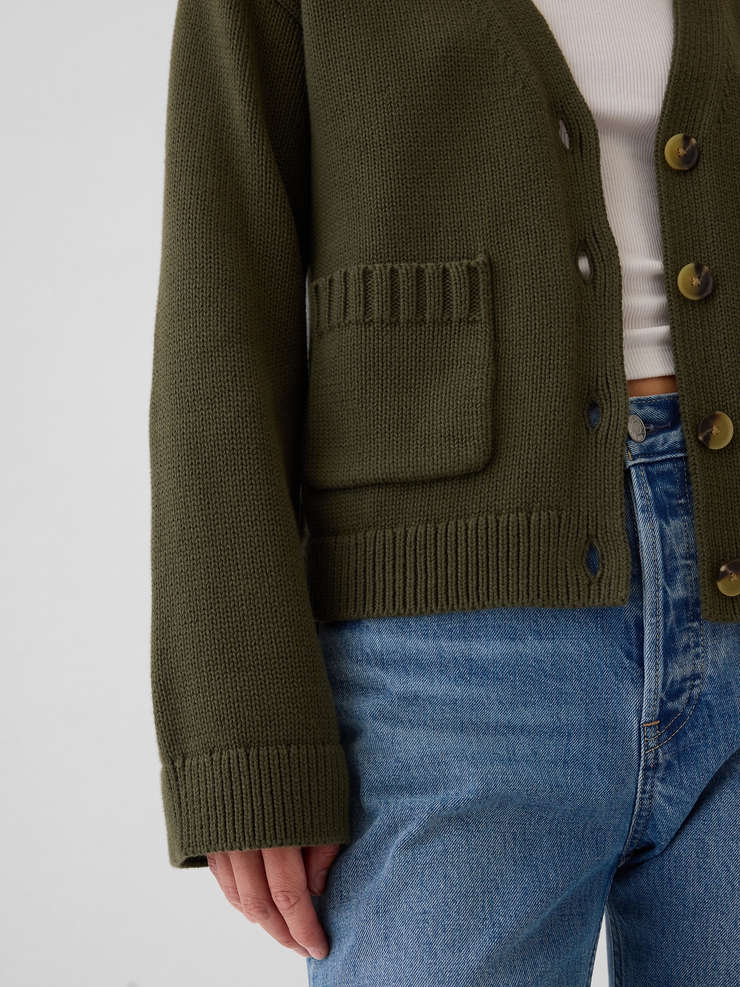 Cardigan sweater with buttons and pockets hot sale