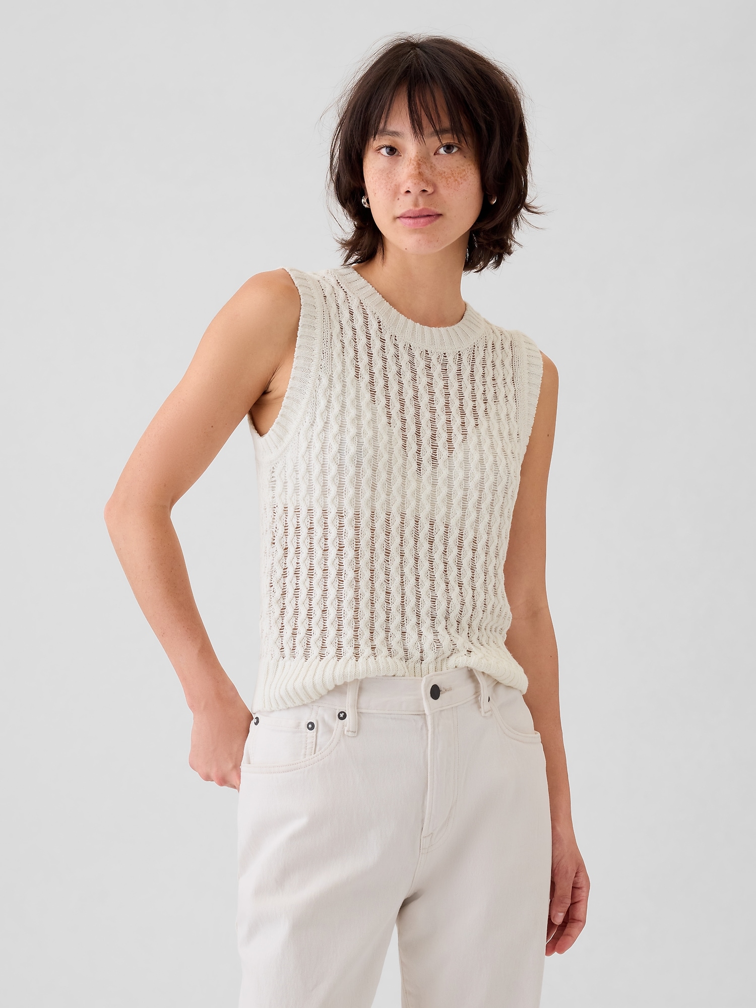 Linen-Cotton Textured Tank Top