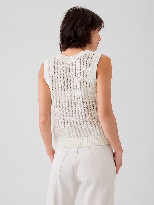 2 of 8 showing, with the color new off white of product Linen-Cotton Textured Knit Tank Top