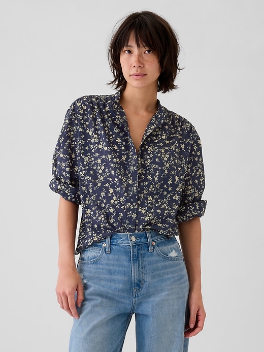 1 of 8 showing, with the color navy blue floral of product Relaxed Shirt