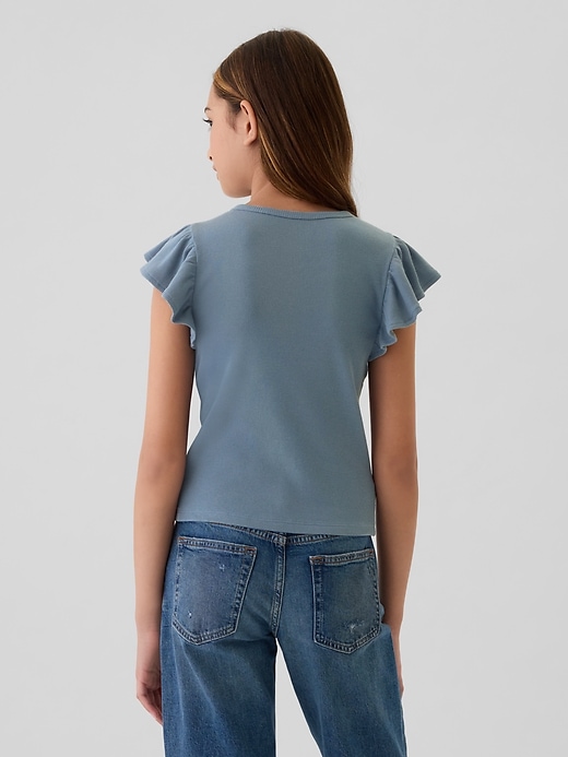 2 of 8 showing, with the color bainbridge blue of product Kids Rib Flutter T-Shirt