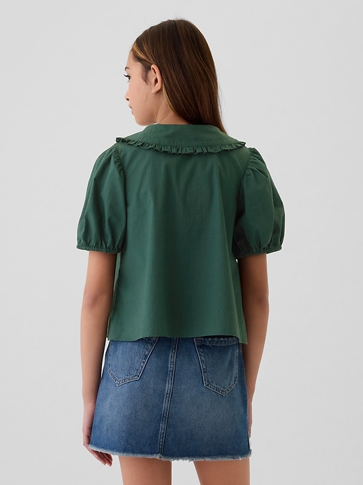 2 of 8 showing, with the color moores green of product Kids Ruffle Collar Shirt
