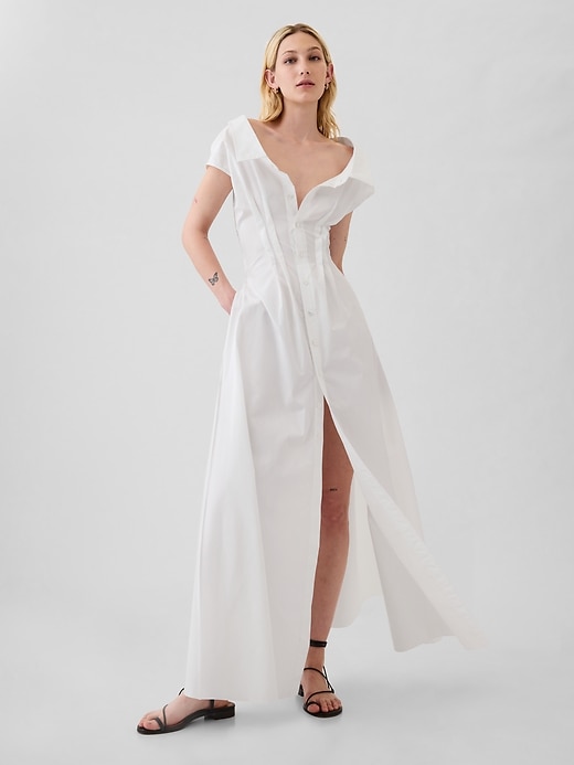 1 of 8 showing, with the color optic white of product Poplin Shirtdress Created by Zac Posen