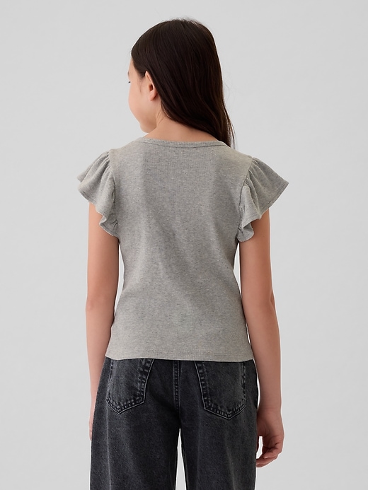 2 of 8 showing, with the color light heather gray of product Kids Rib Flutter T-Shirt