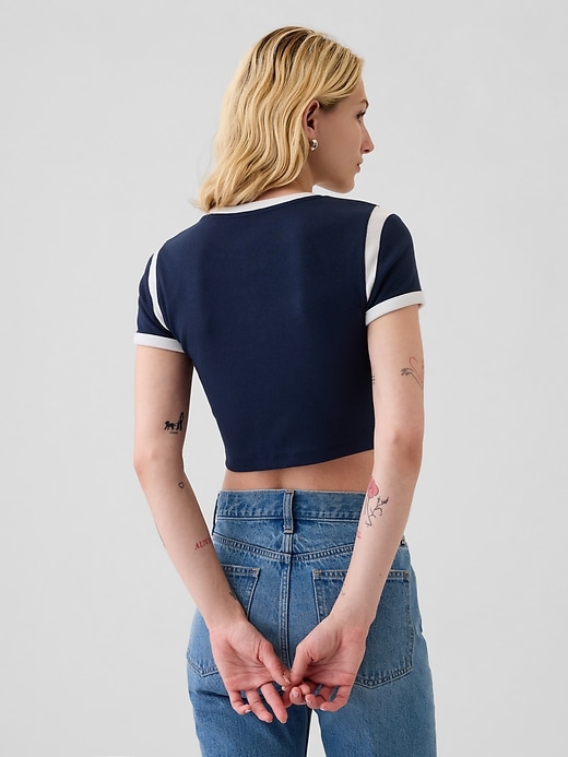 2 of 8 showing, with the color Navy blue of product Modern Rib Cropped T-Shirt